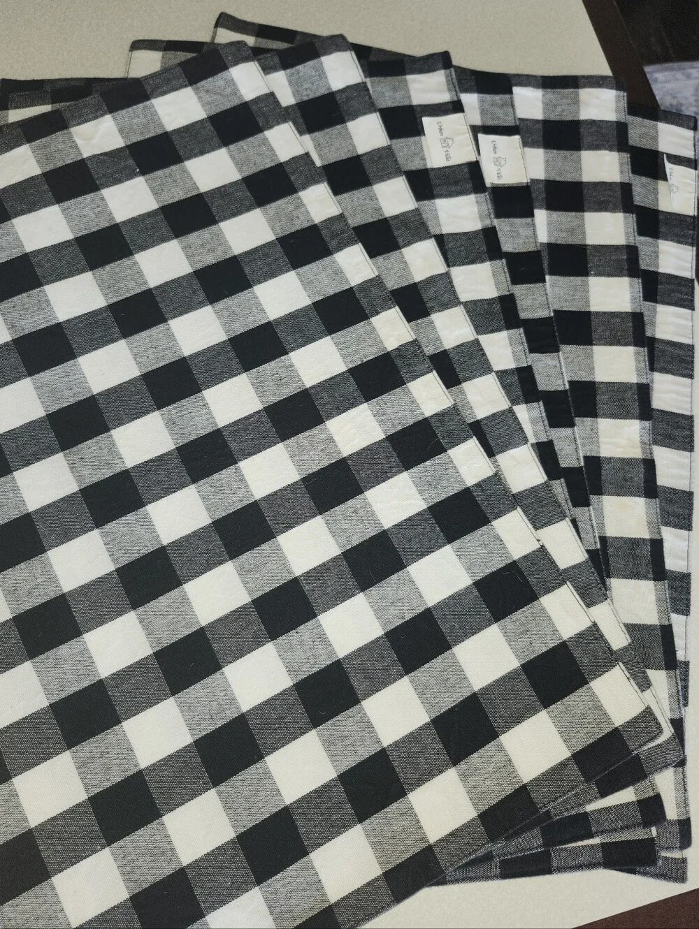 Urban Villa Set Of 6 Black & White Plaid Buffalo Check Placemats 14